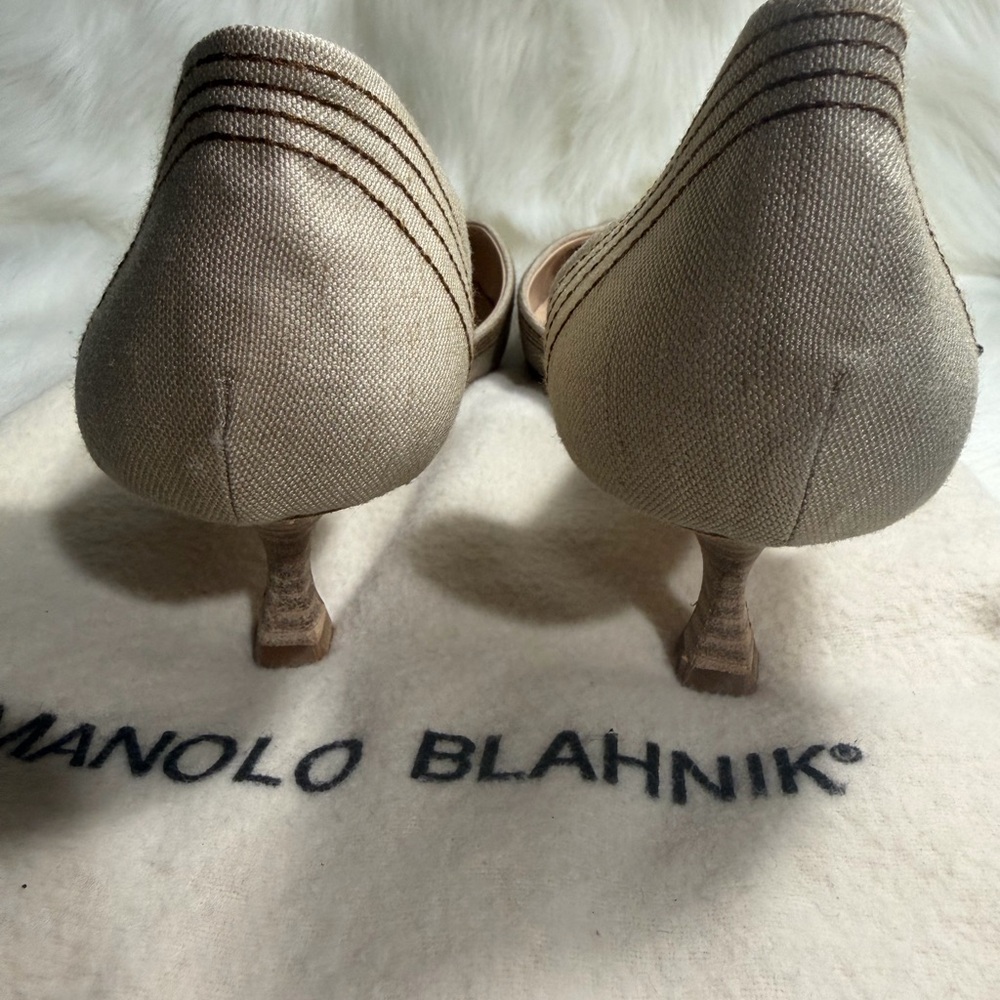 Manolo Blahnik Tan Pointed Toe Heels - Picture 7 of 8